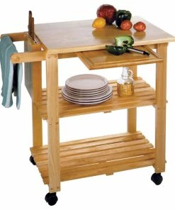 Winsome Utility Butcher Block Kitchen Cart In Natural Finish