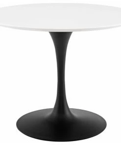 Modway Lippa 40" Round Wood Dining Table Black White