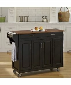 Homestyles Create-a-Cart In Black Finish With Oak Wood Top