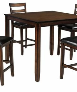Ashley Furniture Industries Ashley Furniture Coviar 5 Piece Counter Height Dining Set In Brown