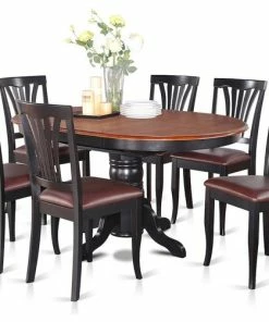 East West Furniture 7-Piece Dining Room Set-Oval Table With Leaf And 6 Dining Chairs