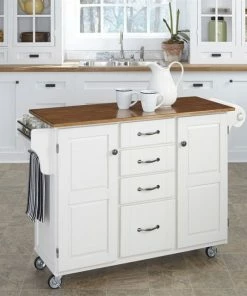 Homestyles Create-a-Cart In White Finish With Distressed Oak Top