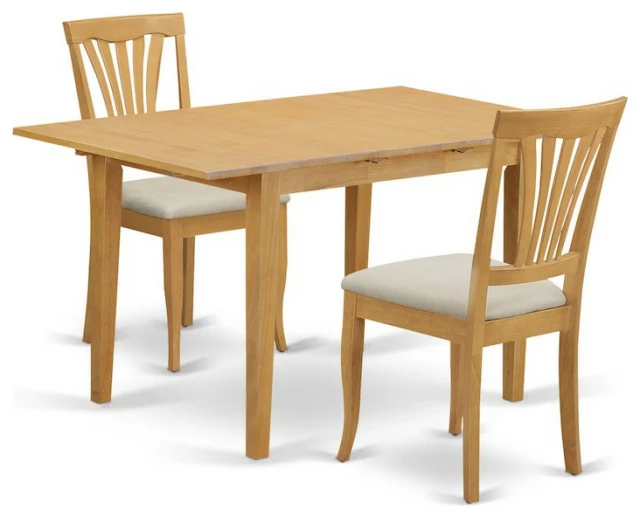 East West Furniture 3-Piece Small Kitchen Table Set, Table And 2 Dining Chairs