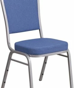 Flash Furniture Crown Back Stacking Banquet Chair In Blue Fabric - Silver Frame